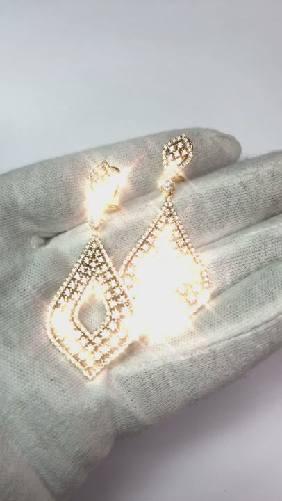 White Gold 14K Women Chandelier Earring Round Natural Earth Mined Diamonds 5 Carats