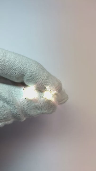 4 Ct Princess Cut Natural Earth Mined Diamond Stud Earring 14K White Gold