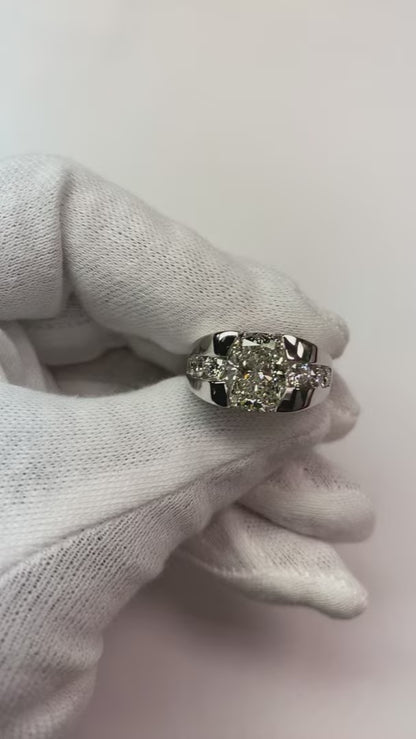 10K Gold Mens Ring Cushion Round Diamond Lab Grown