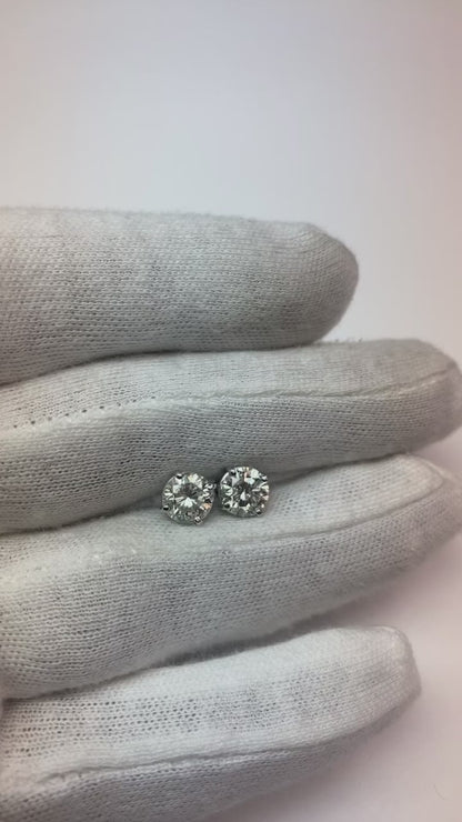 Round Cut Natural Earth Mined Diamond 2.80 Ct Stud Earring 14K White Gold