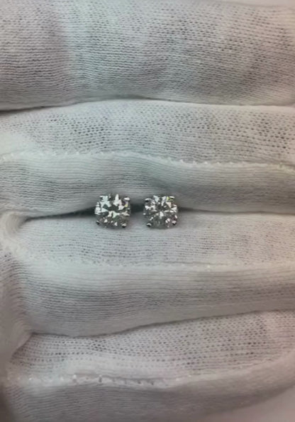 2 Carats Natural Earth Mined Diamond Studs Earrings Crown Setting Women Jewelry Round