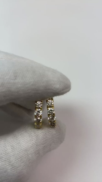 Round Natural Earth Mined Diamond Hoop Earring 2 Carats Jewelry Vs1 F