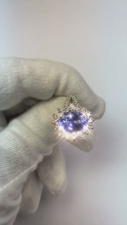 Tanzanite And Natural Earth Mined Diamonds 4.75 Carats Wedding Ring Gold White
