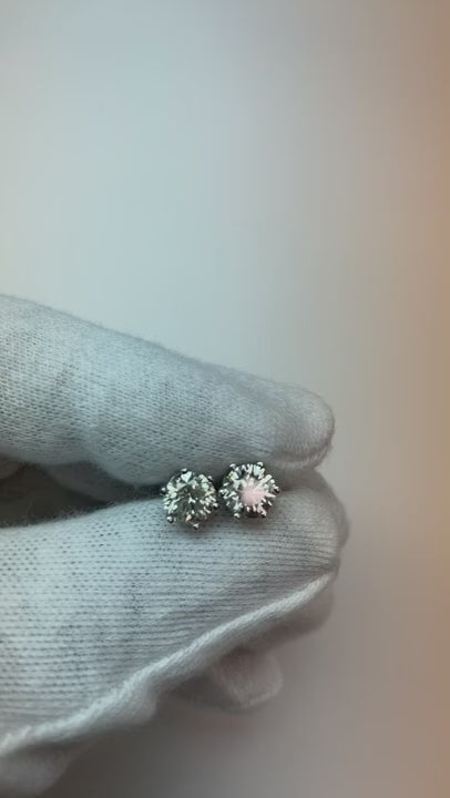White Gold Solitaire Round Natural Earth Mined Diamond Stud Earring Women Jewelry 2 Ct.