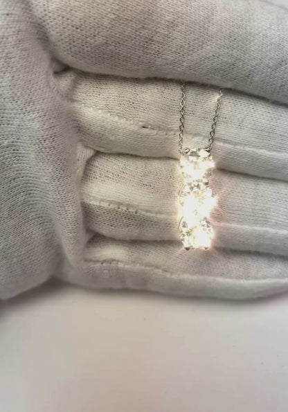 Round Earth Mined Diamond 3 Stone Journey Pendant 3.75 Carats Gold 14K