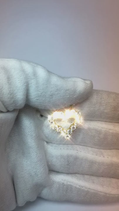 1.6 Ct Round Natural Earth Mined Diamond Heart Style Necklace Pendant 14K White Gold