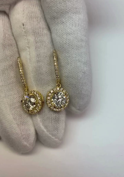 Drop Earrings Round Diamond 4.50 Carats