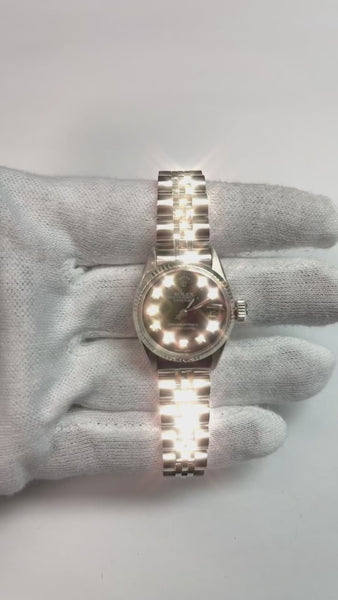 Gray Diamond Dial Rolex Ss Jubilee Datejust Ladies Watch