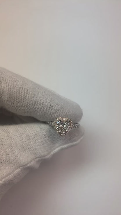 2.50 Carats Heart Center Natural Earth Mined Diamond Halo Ring Two Tone Gold 14K Jewelry