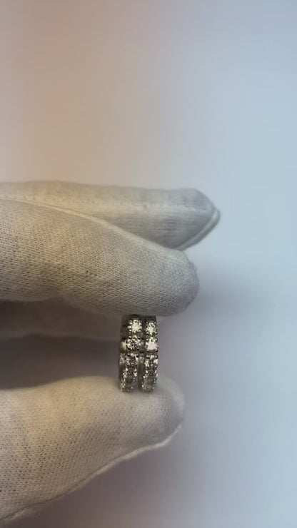 2 Carats Round Brilliant Natural Earth Mined Diamond White Gold Hoop Pair Women Earring