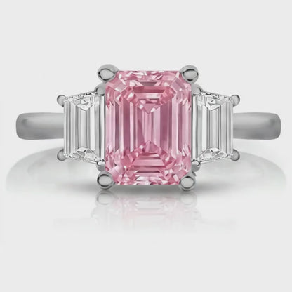Pink Diamond Engagement Ring 4 Carat Emerald