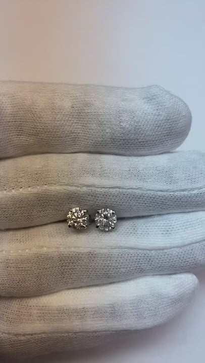 2.00 Carats Natural Earth Mined Diamonds Studs Earrings White Gold 14K