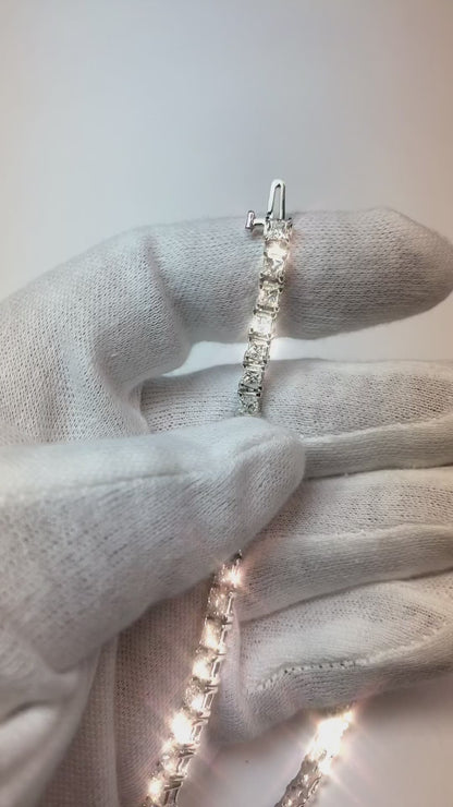 Prong Set Lab Grown Diamonds Tennis Bracelet 13 Ct Princess Cut White Gold