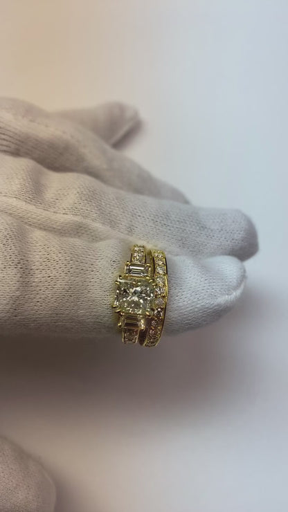 5 Carat Princess Center Natural Earth Mined Diamond Ring With Band Set Two Tone 14K