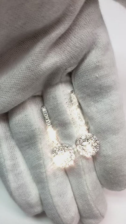 3.44 Carats Prong Set Natural Earth Mined Diamonds Lady Dangle Earrings White Gold 14K