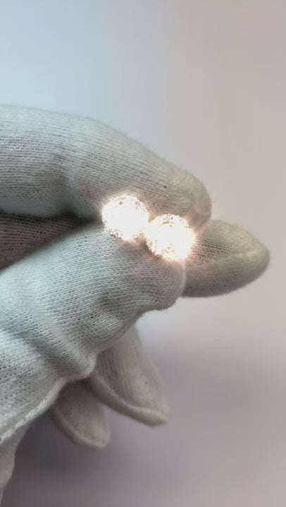 1.40 Ct Round Halo Natural Earth Mined Diamond Stud Earring 14K White Gold