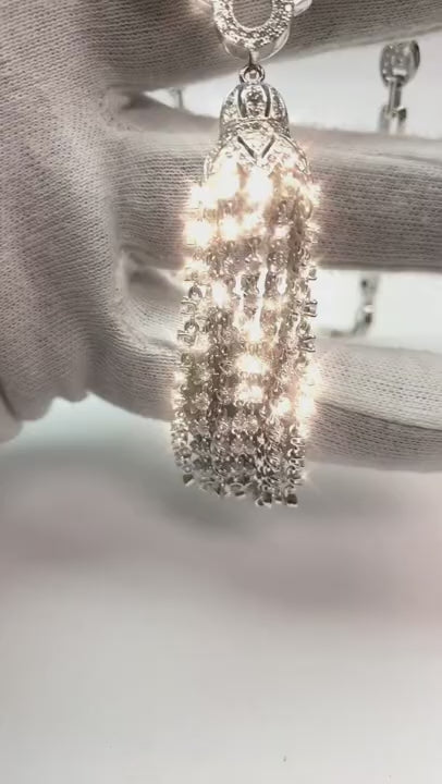 19 Ct Small Round Cut Natural Diamond Diamonds Chandelier Necklace Vvs1