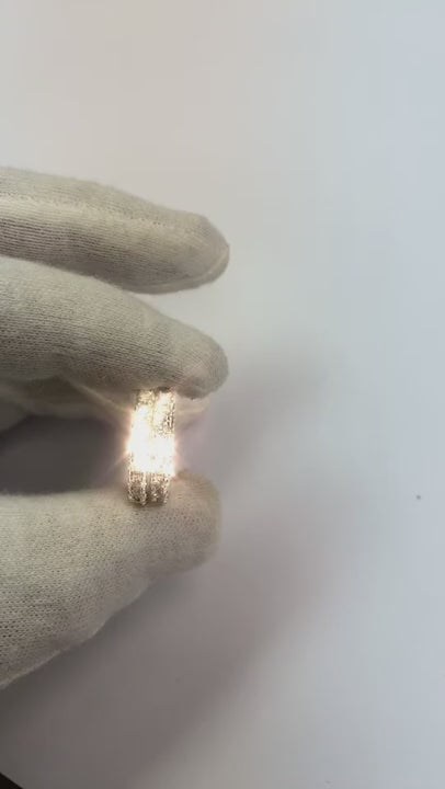 14K White Gold Prong Set Round Cut 3.60 Carats Natural Earth Mined Diamonds Hoop Earrings