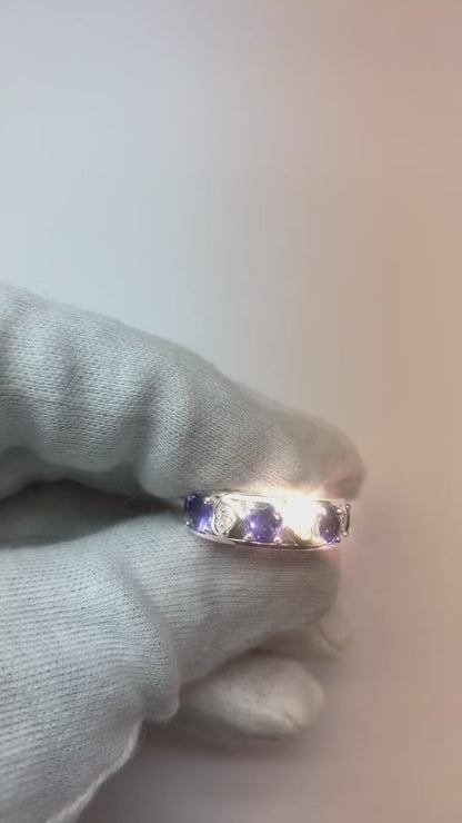 4 Carat Eternity Band Round Tanzanite Natural Earth Mined Diamonds Jewelry