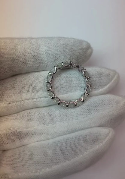 Eternity Wedding Band 5.10 Carats Round Real Natural Earth Mined Diamonds White Gold 14K