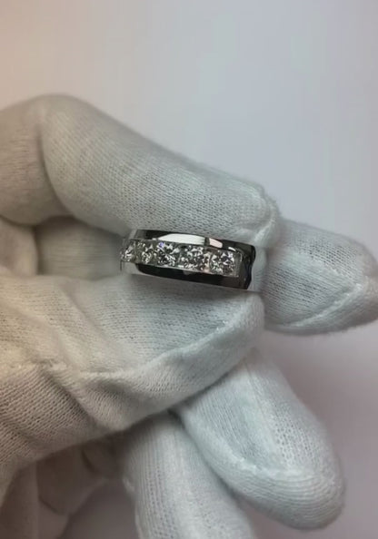 Channel Set Genuine Diamond Band Men's Jewelry Ring 1.80 Carats