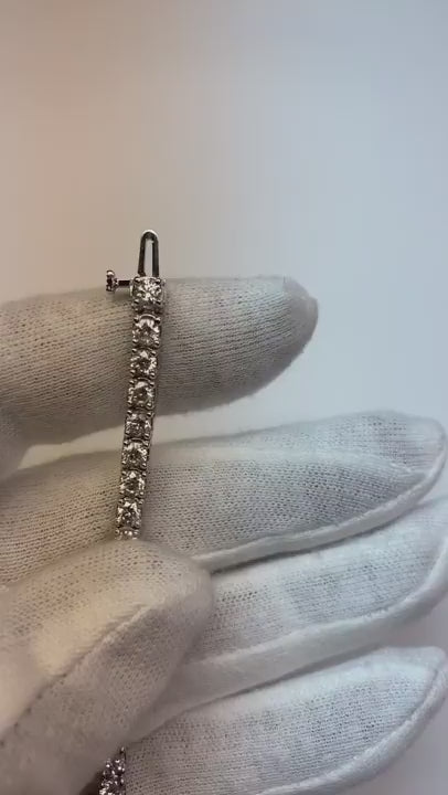 WG 14K 6 Carats Round Cut Sparkling Natural Earth Mined Diamonds Tennis Bracelet