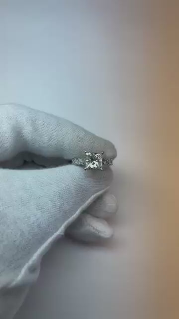 4.80 Ct Princess Cut Real Natural Earth Mined Diamonds Eternity Wedding Ring White Gold 14K
