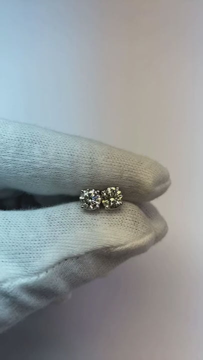 Round Cut Natural Earth Mined Diamond Stud Earrings Fine Jewelry 1.50 Carats White Gold 14K