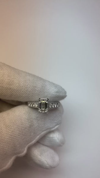 Real  Diamond Engagement Ring 1.50 Ct. Vintage Style White Gold 14K