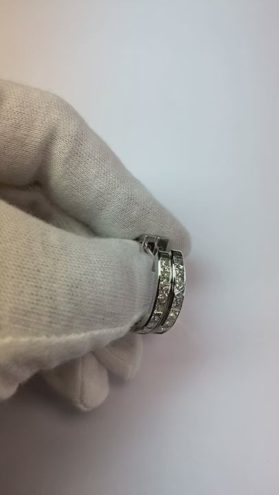 White Gold 14K 4 Carats Channel Set Princess Cut Natural Earth Mined Diamond Hoop Earring