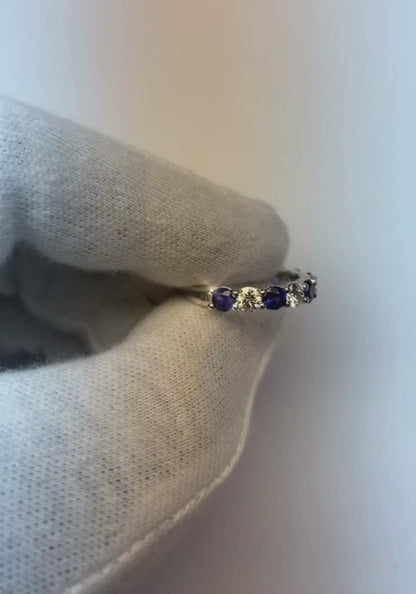 Comfort Fit Sapphire & Natural Earth Mined Diamond Band 2.75 Carats White Gold