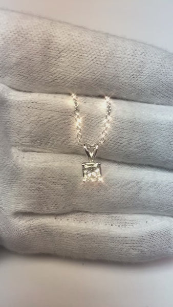 Princess Cut Diamond Necklace Pendant 1 Ct White Gold 14K Jewelry