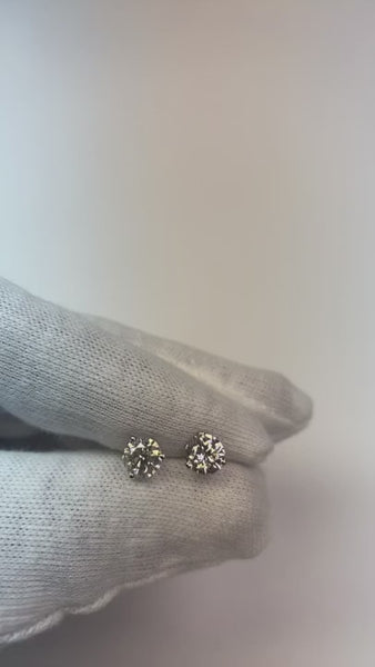 Stud Women Earrings 2 Carats White Gold Jewelry