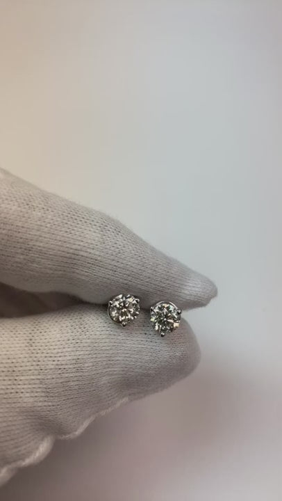 Natural Earth Mined Diamond Ladies Studs Earring 1.60 Ct White Gold 14K
