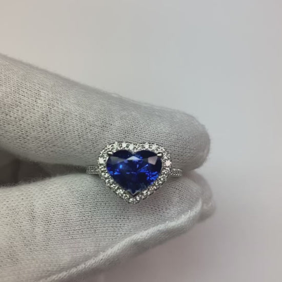 Halo Heart Ceylon Sapphire Engagement Ring