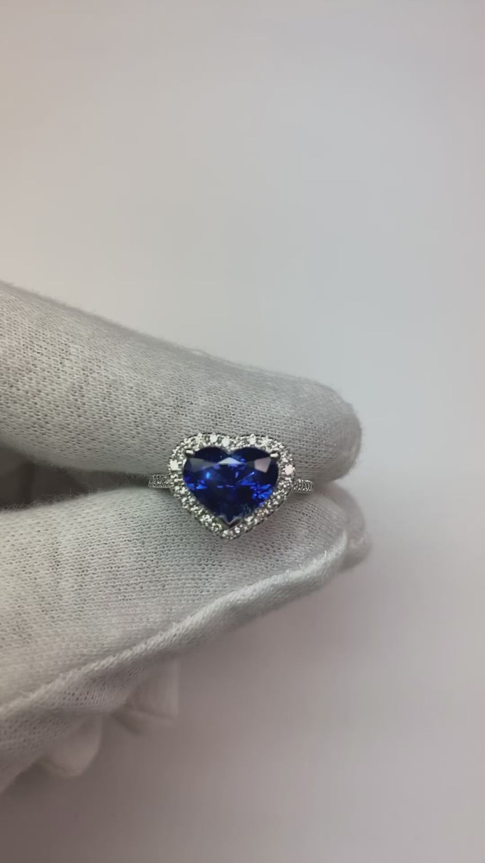 Halo Heart Ceylon Sapphire Engagement Ring