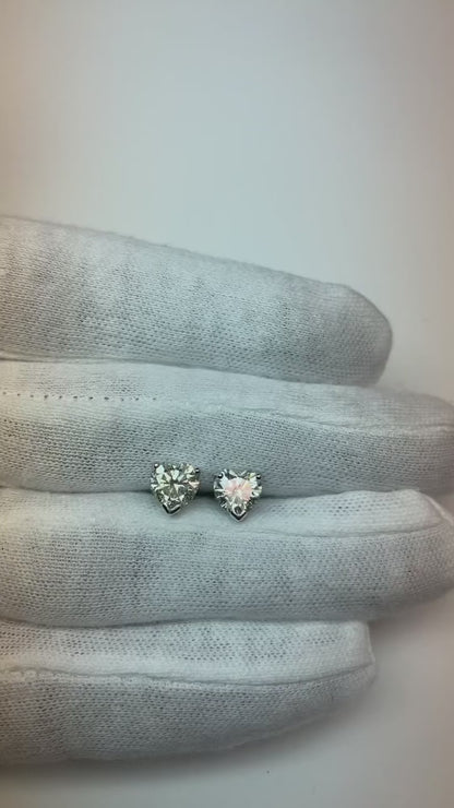 3 Ct. Heart Cut Natural Earth Mined Diamond Stud Earring Prong Setting White Gold