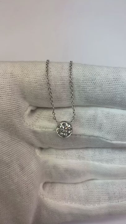 1.5 Ct Solitaire Natural Earth Mined Diamond Bezel Set Pendant With Chain