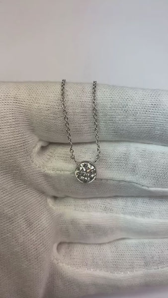 1.5 Ct Solitaire Diamond Bezel Set Pendant With Chain