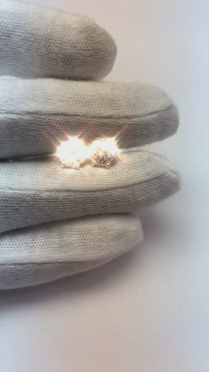 Round Shape Natural Earth Mined Diamond Stud Earring 4 Carats White Gold Women Jewelry