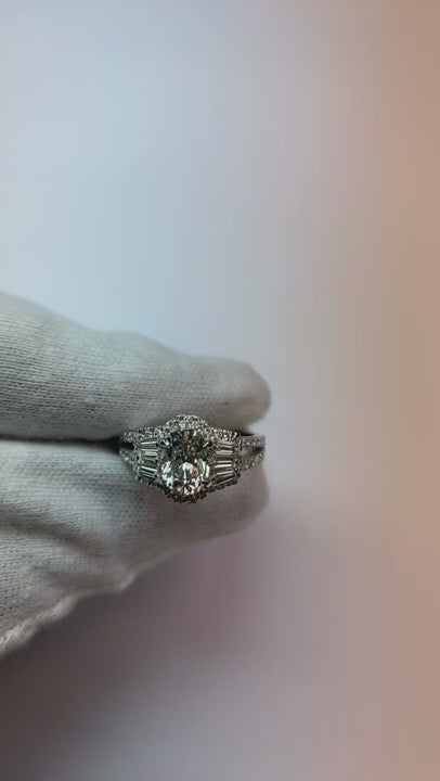 4.50 Carats Oval Cut Natural Earth Mined Diamond Anniversary Ring Split Shank