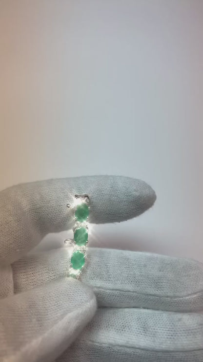 Oval Green Emerald & Round Natural Earth Mined Diamond Tennis Bracelet 15.25 Carats Jewelry