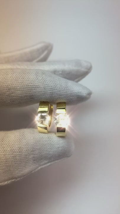 2 Carats Bezel Set Solitaire Natural Earth Mined Diamond Hoop Earring White Gold