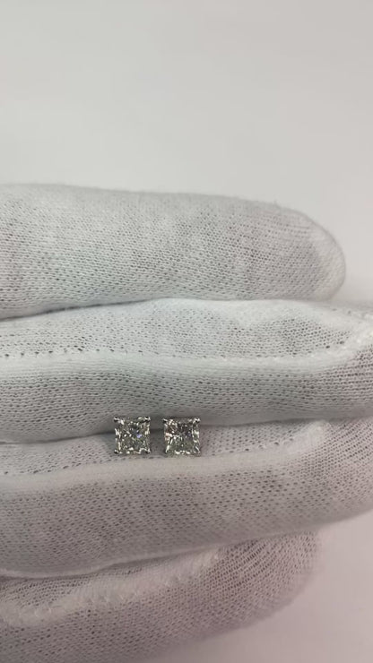 Princess Cut 2 Ct Natural Earth Mined Diamonds Studs Earring White Gold14K