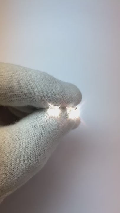 1.5 Ct Four Prong Set Princess Natural Earth Mined Diamond Stud Earring 14K White Gold