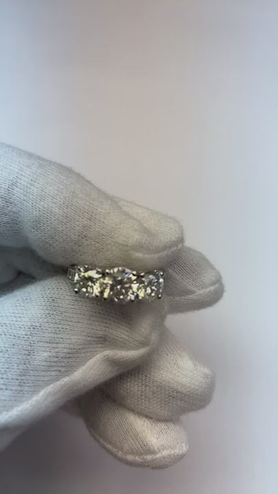 3.41 Ct. White Gold Natural Earth Mined Diamond Three Stone Wedding Ring