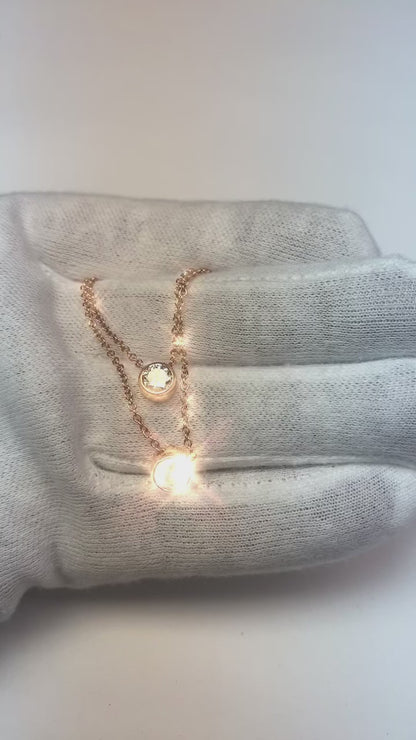 1.75 Carat Pink Gold Rose Gold Double Necklace Natural Diamond Diamonds Yard