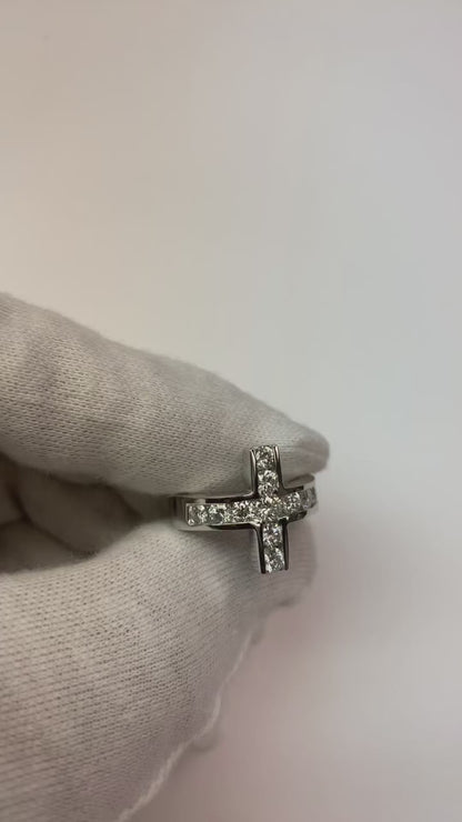 Real Natural Earth Mined Diamonds Cross Shape Engagement Fancy Ring 1.41 Ct. White Gold 14K