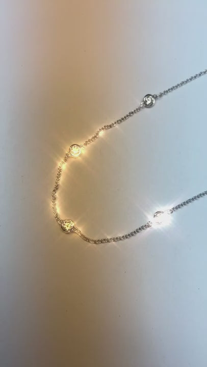 Round Natural Diamond Diamond 7 Pointer 14 Section 18 Necklace 1.25 Carat WG 14K