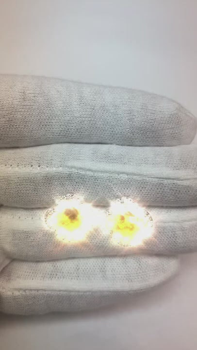 Clover Leaf Style Yellow Sapphire and Natural Earth Mined Diamond Earrings 7.75 Carats